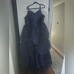 Chic Navy Blue High Low Dress